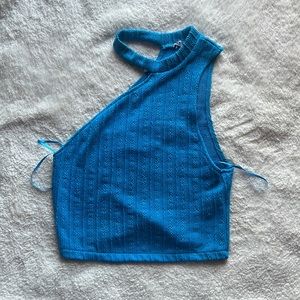 ZARA BLUE KNIT CROP TOP
